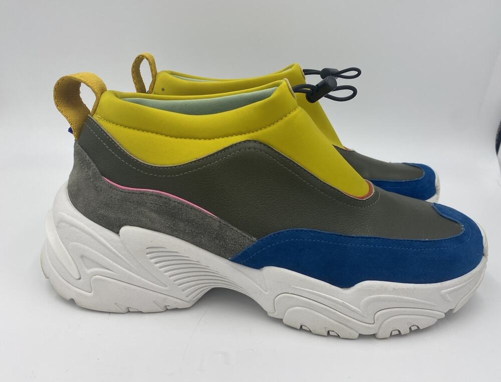 Charlotte Stone Suede Leather Colorblock Chunky Sneakers Sz 10 Colorful Scandi